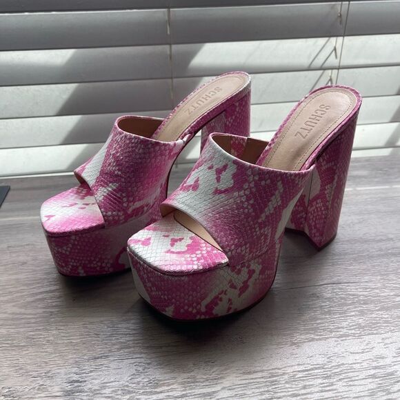 SCHUTZ Pink and White Platform Heels - Picture 2 of 6